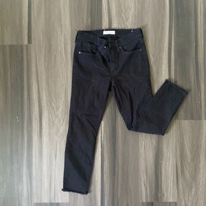 Madewell Frayed Black Denim Skinny Crop Jeans
